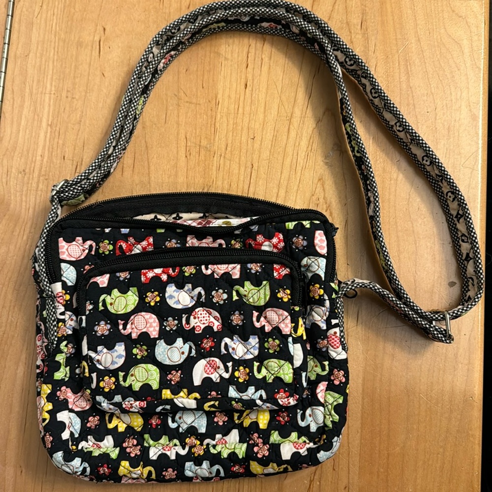 Quilted Elephant Print Crossbody Bag/purse, Adjustable straps, lightweight,